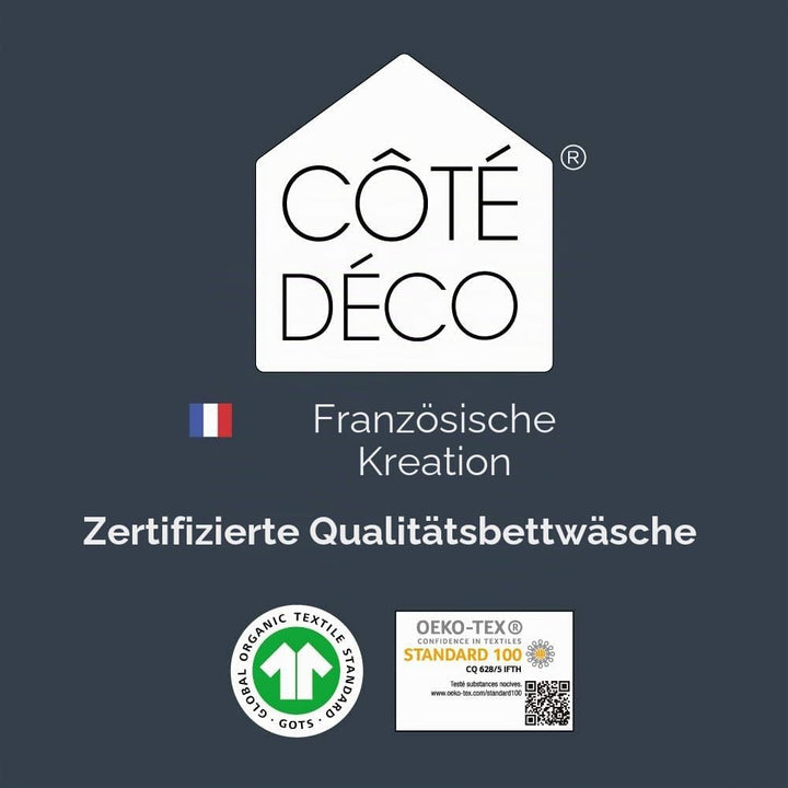 CÔTE DECO Bettwäsche, 220 x 240 cm + 2 Kopfkissenbezüge 63 x 63 cm, Set Bettbezug für Doppelbett, Ro
