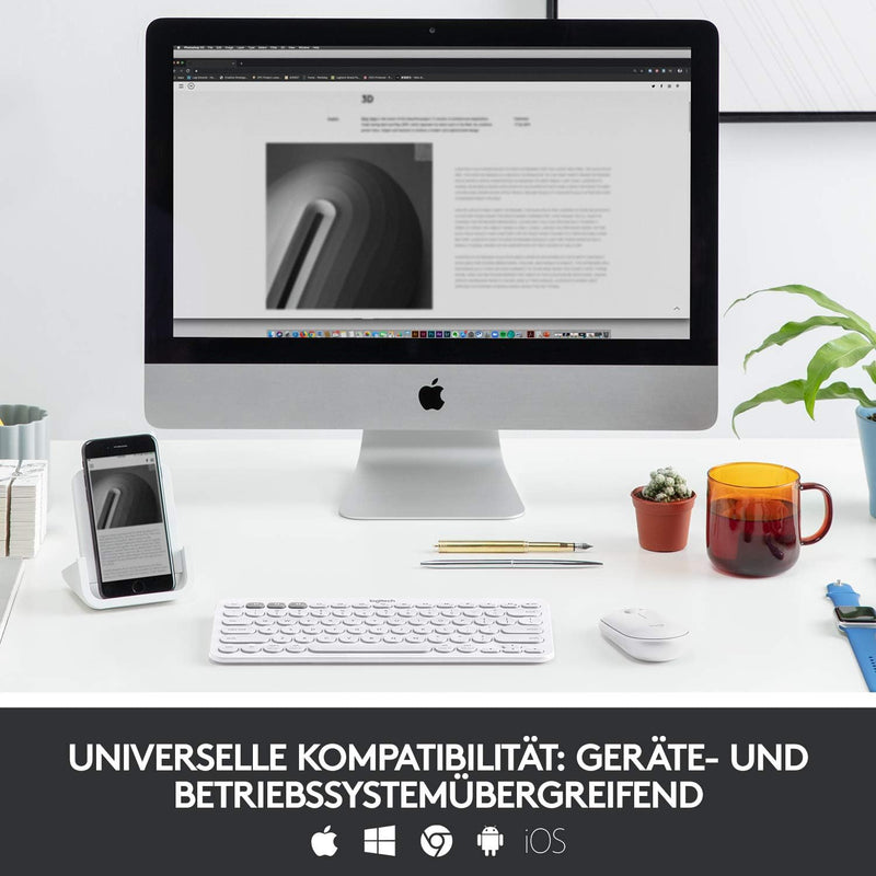Logitech K380 kabellose Multi-Device Bluetooth-Tastatur mit Easy-Switch für bis zu 3 Geräte, schlank