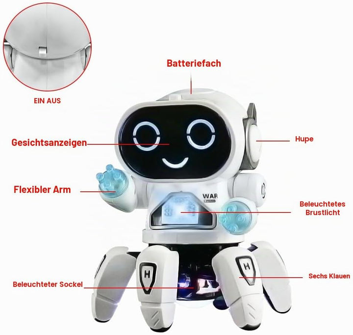 YATOSEEN Kinder Roboter Spielzeug, Begleitroboter für Kinder, mit Bunter Lichtprojektion, Tanzen, Si