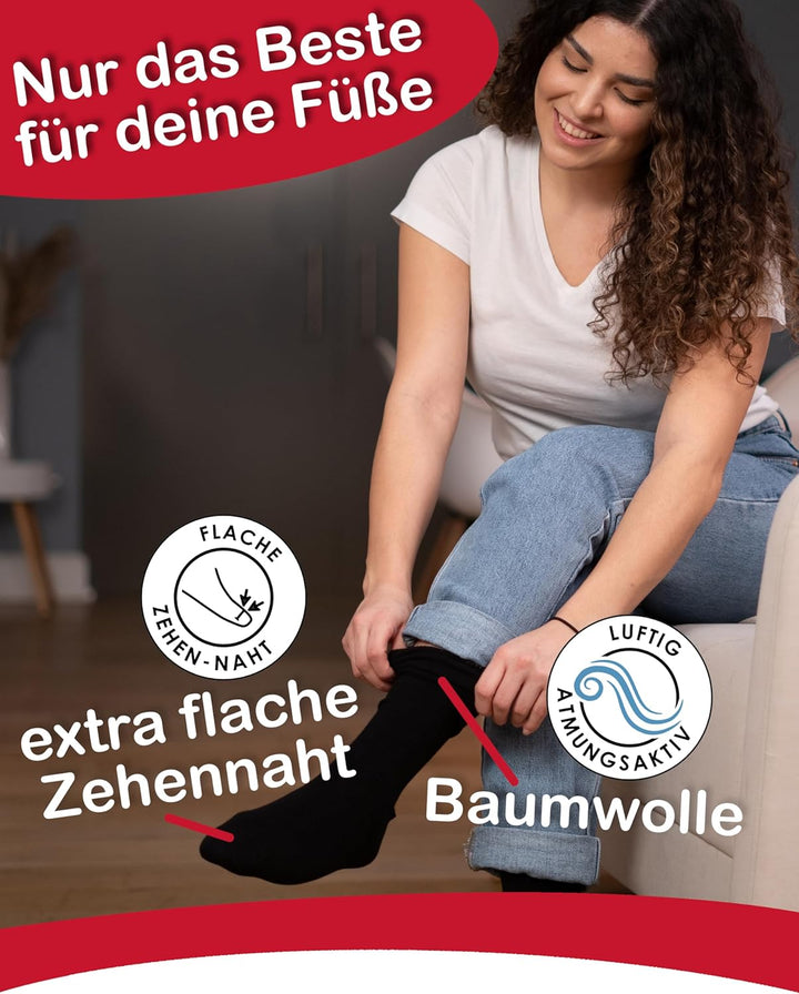 RS. Harmony Venen-Gesundheits-Socken, extra weiter dehnbarer Bund, für Damen 35-38 schwarz - 8 Paar,