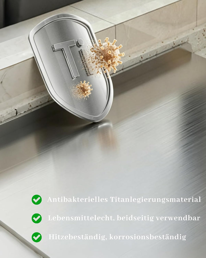 JanYoo Titan Schneidebrett, Edelstahl Schneidebrett Titanium Cutting Board | 30x40cm,2mm Schweres, K