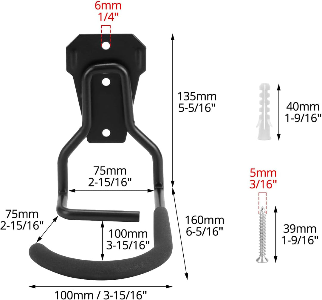 QWORK® 4er Set Fahrradhalter Wandhalterung - EVA-Gummi-Schutz, bis zu 35 kg Tragfähigkeit, Platzspar