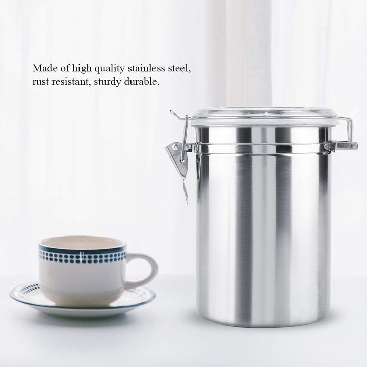 TOPINCN Luftdichter Kaffeebehälter, Kaffeedose, Vakuumversiegelte Vorratsdose, Edelstahl-Kaffeebehäl