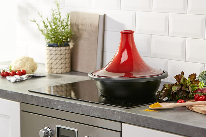 Le Creuset Gusseisen-Tagine, Rund, Ø 31 cm, Für alle Herdarten, Induktion und Backofen geeignet, Kir