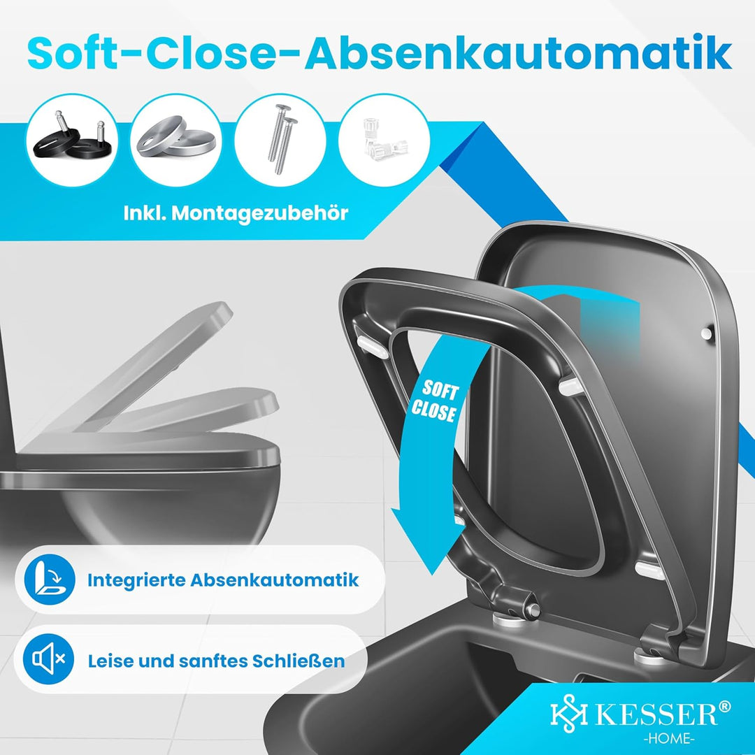 KESSER® WC Sitz mit Absenkautomatik Toilettendeckel Quick-Release-Funktion und Softclose - einfache