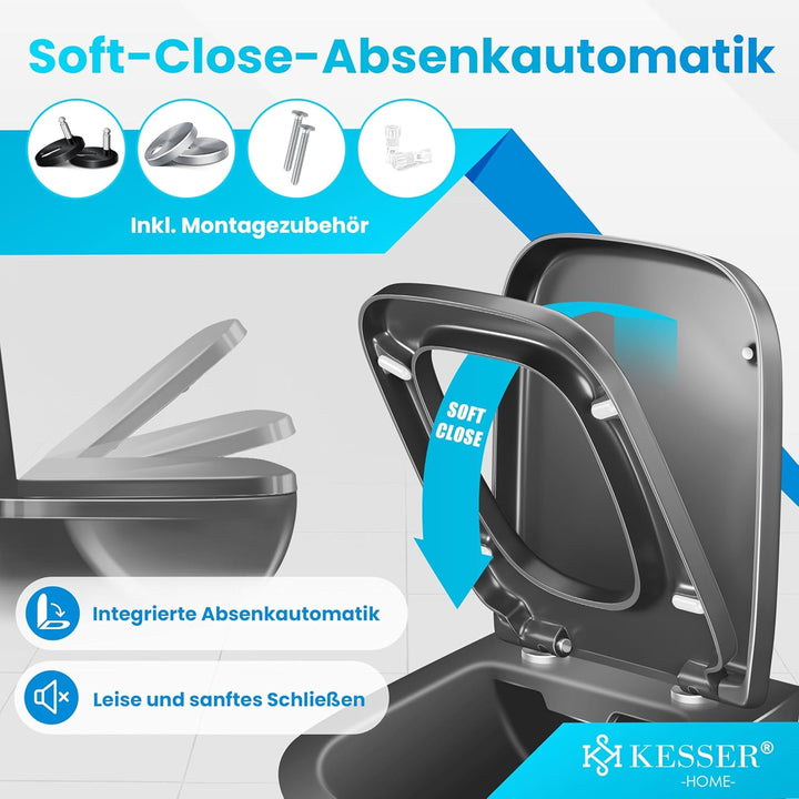 KESSER® WC Sitz mit Absenkautomatik Toilettendeckel Quick-Release-Funktion und Softclose - einfache