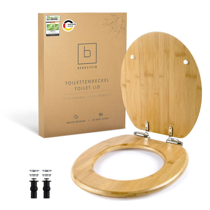Benkstein® Premium Bambus WC Sitz mit Absenkautomatik – Quick Release Funktion – Hochwertiger Klodec