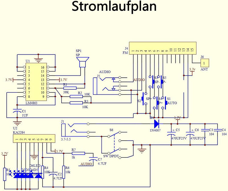 EIELE Radio mit automatischem Sendersuchlauf Siebenfarbig blinkende Audio-LEDs Störungsarme LCD-Anze