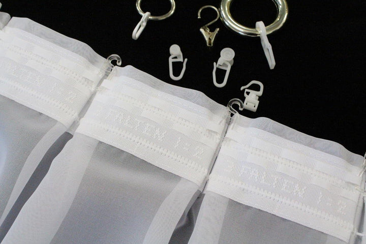 EASYHomefashion Hochwertige Fertiggardine Voile Store Deko Schal mit Faltenband Bleiband 3-Falten-KR