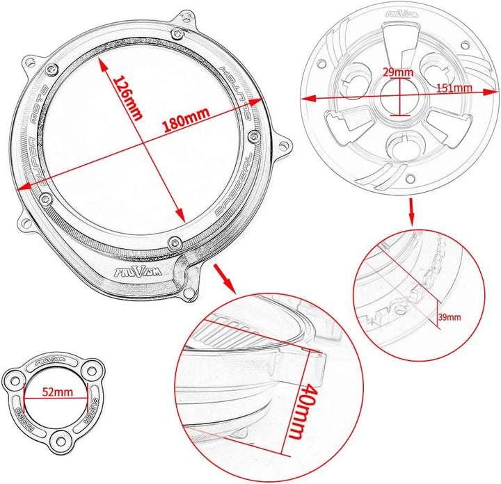 Motorrad Rennsport, durchsichtiger Kupplungsdeckel, Federhalter, R-Druckplatte, Motorschutz, Rahmens