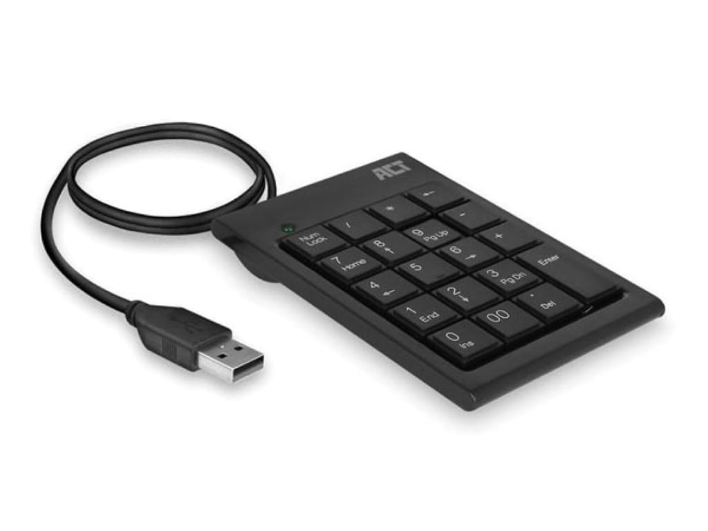 ACT Nummernblöcke, kabelgebundener USB Ziffernblock, Tragbar, 19 Tasten, für Finanztabellen - AC5480