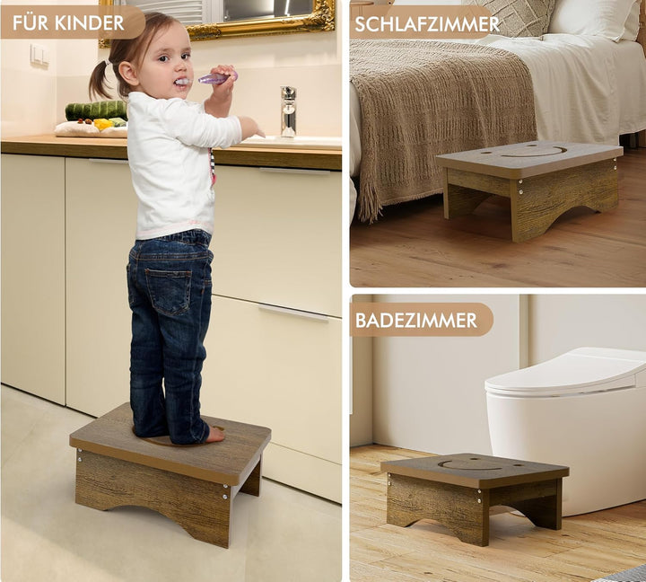 Rutschfester Tritthocker mit Gummifüssen für Senioren und Kinder, 40 × 32 × 14 cm, robuste Stufe mit