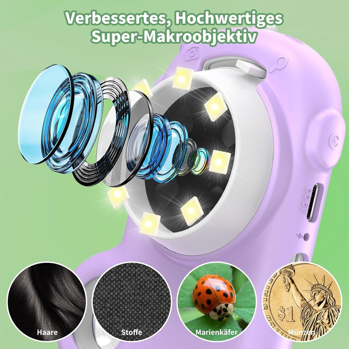2 in 1 Mikroskop für Kinder, Deepoter 1000X Mikroskop Digital mit 2.0" IPS, Handy USB Mikroskop mit