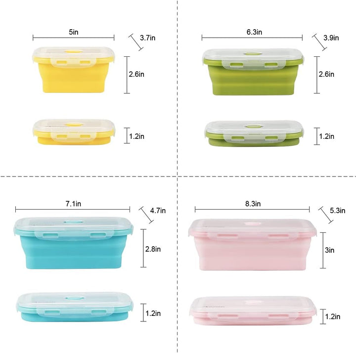 Faltbare Frischhalteboxen 4 PCS Faltbare Frischhaltedosen, Platzsparende Lunchbox für Camping Büro S