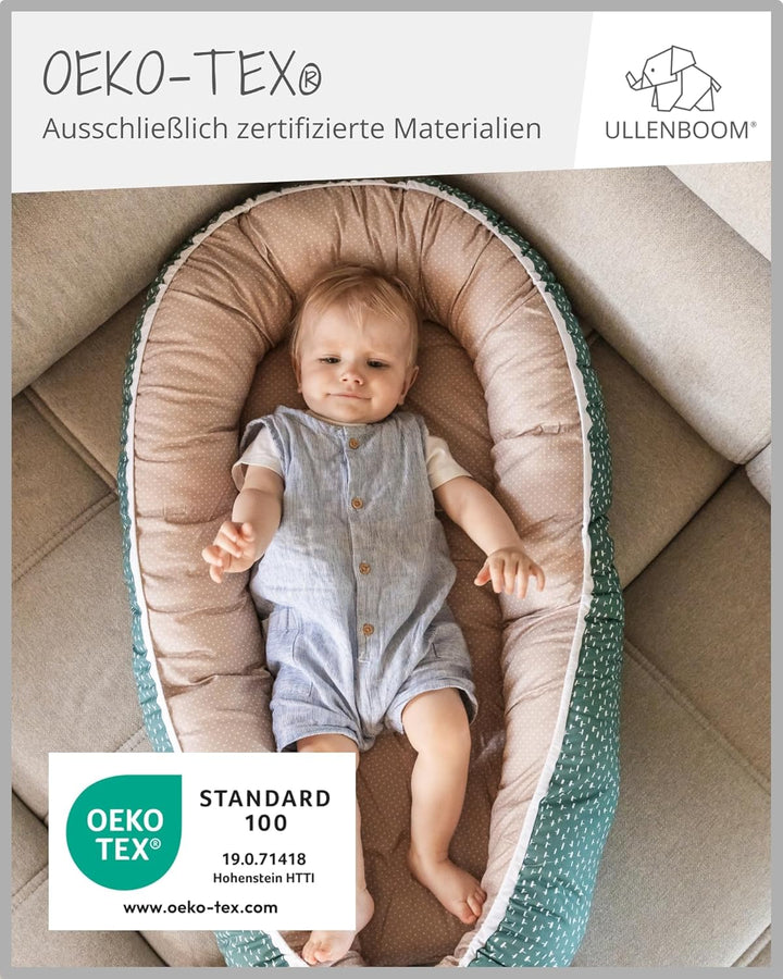 ULLENBOOM ® Babynest & Kuschelnest (55x95 cm) Blau Hellblau (Made in EU) - Baby Nestchen aus Baumwol