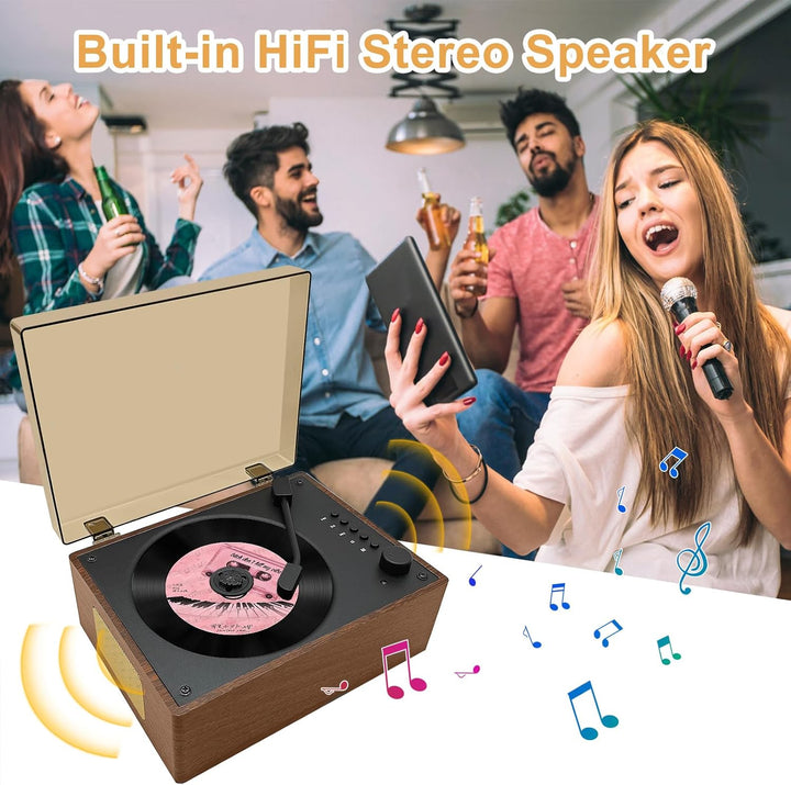 Retro CD-Player tragbar mit Lautsprechern – Bluetooth Desktop Knit für Zuhause, wiederaufladbarer Ak