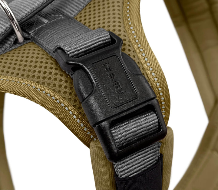 Hunter Hundegeschirr Maldon UP, Farbe: Oliv/grau, weich gepolstert & komfortabel, stark reflektieren