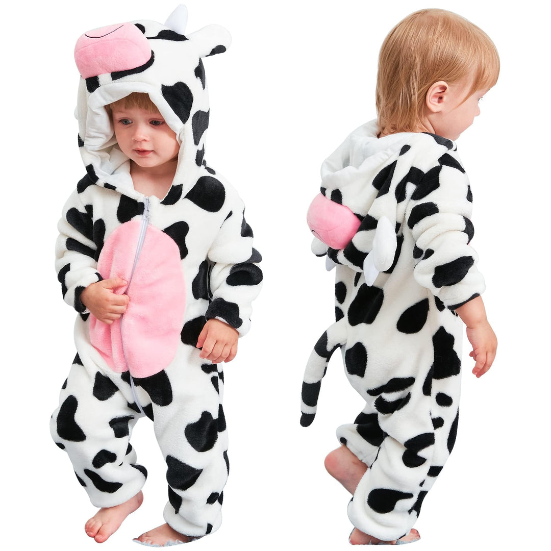 COOKY.D Unisex Winter Hooded Romper Jumpsuit 2-36 Months 2-5 Monate Kuh, 2-5 Monate Kuh