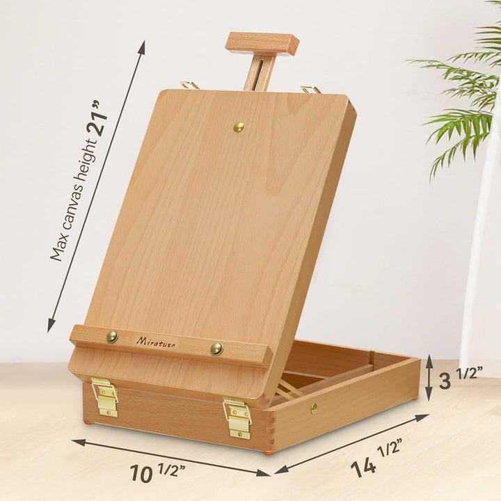 Tisch-Staffelei Art Staffelei Desktop-Staffelei zum Malen, Premium-Holz-Sketchbox-Staffelei, Desktop