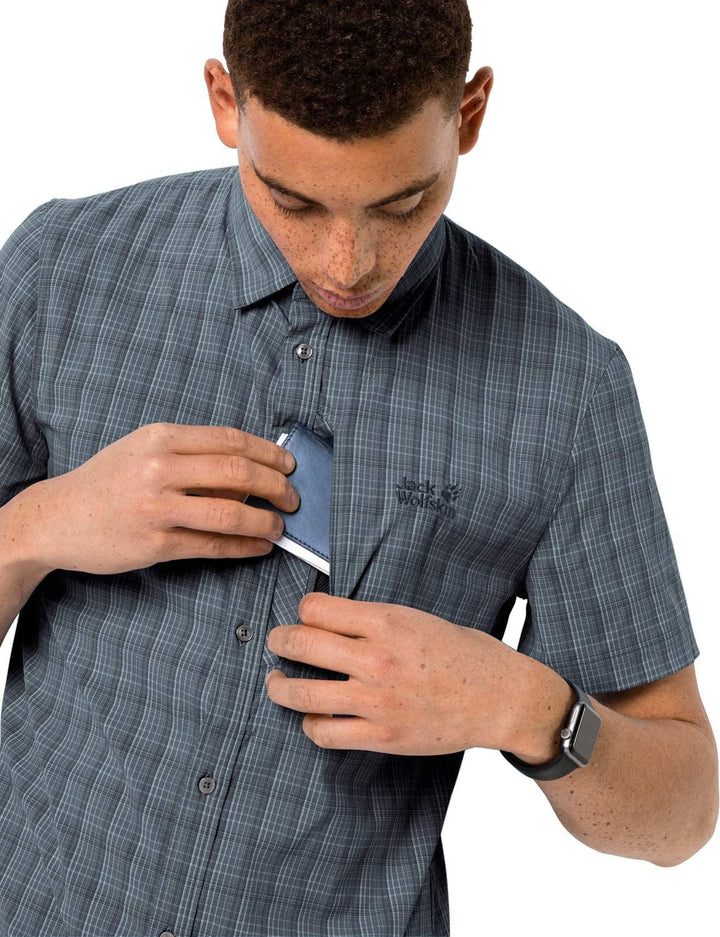 Jack Wolfskin Herren Rays Stretch Vent Shirt Men Hemd S Storm Grey Checks, S Storm Grey Checks