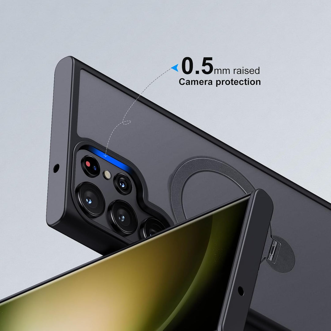 Hülle für Samsung Galaxy S23 Ultra Handyhülle mit Magsafe 360 Dreh Ständer Handyring Schutzhülle Mil