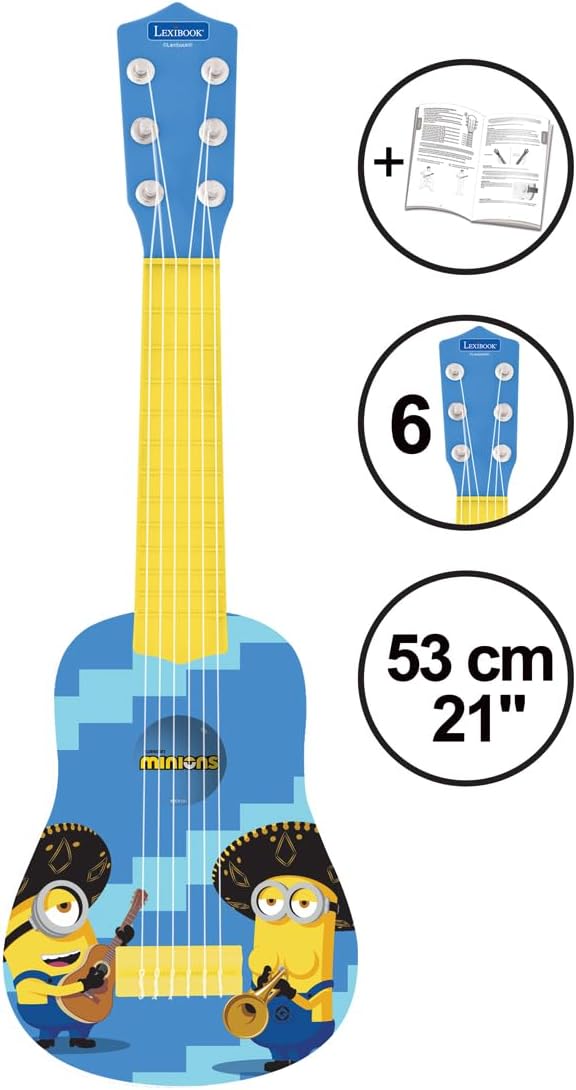 Lexibook, Ich - Einfach unverbesserlich Minions, Meine erste Gitarre für Kinder, 6 Nylonsaiten, 21“
