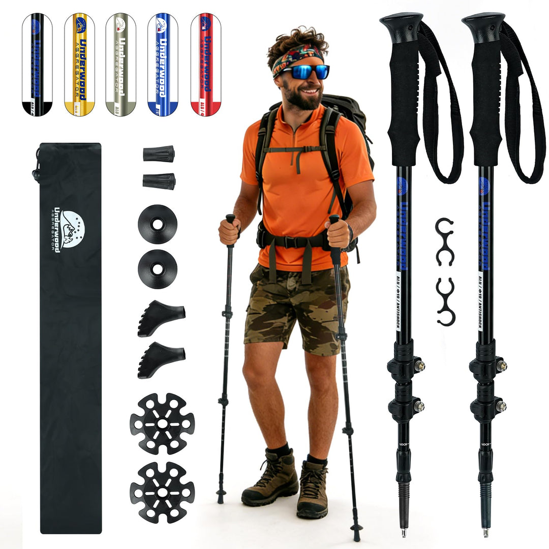 Teleskop-Wanderstöcke – 2er-Pack ultraleichte Aluminium-Wanderstöcke für Damen und Herren, Verstellb