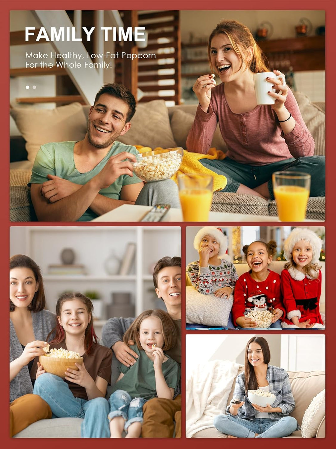 Popcornmaschine, Reemix Popcorn Maker für Zuhause, 2 Minuten schnelles,Fat Free,Oil-Free, leistungss