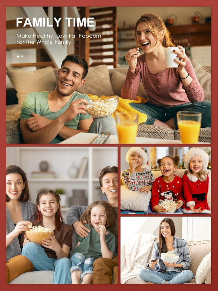 Popcornmaschine, Reemix Popcorn Maker für Zuhause, 2 Minuten schnelles,Fat Free,Oil-Free, leistungss