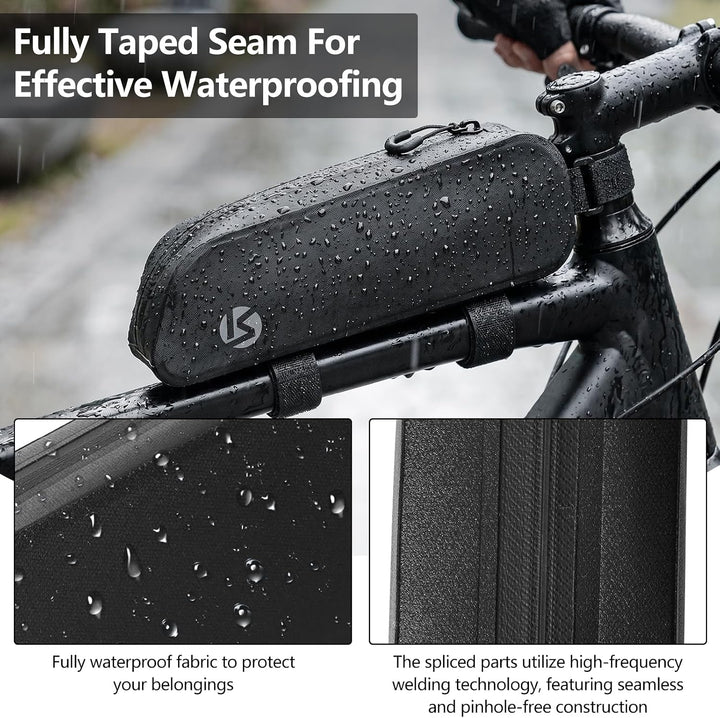 HOSSOM 1.2L Rahmentasche Fahrrad wasserdichte Oberrohrtasche Dualem Befestigungssystem Fahrradtasche
