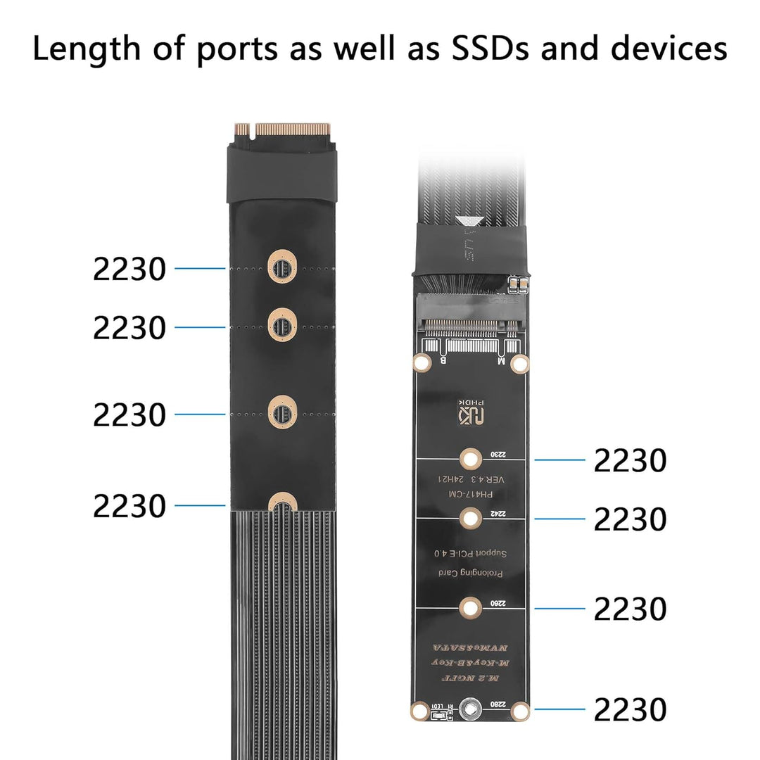 GINTOOYUN NGFF M.2 M-KEY NVME Erweiterung 40 CM PCIe 3.0/4.0 M.2 NVME/NGFF SSD Ribbon Flex Kabel für