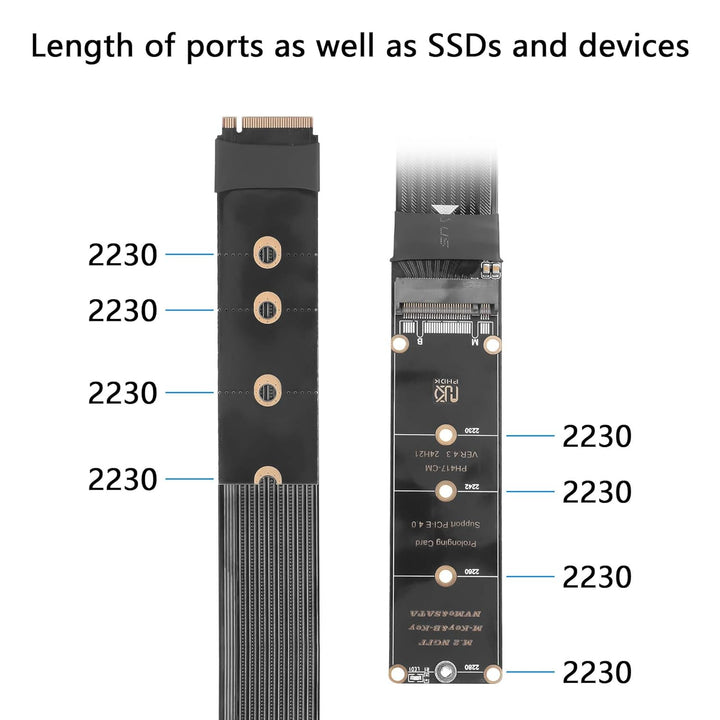 GINTOOYUN NGFF M.2 M-KEY NVME Erweiterung 40 CM PCIe 3.0/4.0 M.2 NVME/NGFF SSD Ribbon Flex Kabel für