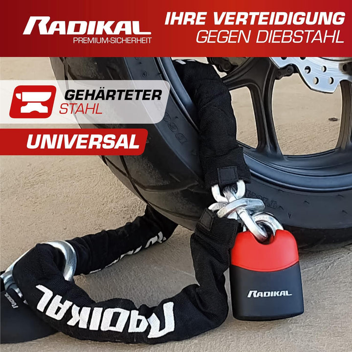 Radikal RK4120 Kettenschloss Gehärtetem Stahl ø10, Sicherheitslevel 11, Motorradschloss Fahrradschlo