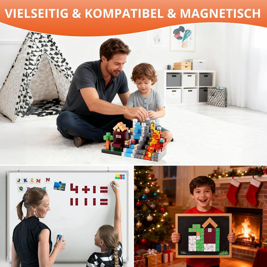 FUNYKICH Magnetische Bausteine, 470PCS Magnetbausteine Bauwelt Magnetspielzeug für ab 3-10 Jahren Ju