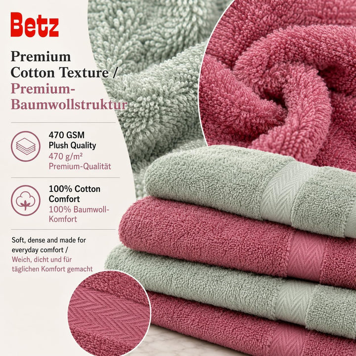 Betz 12-TLG. Handtuch Set Premium 100% Baumwolle 2 Duschtücher 4 Handtücher 2 Gästetücher 2 Seiftüch