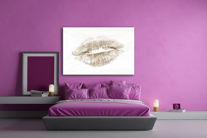 deyoli Roter Lippenstift Abdruck Format: 80x60 Effekt: Sepia als Leinwandbild, Motiv fertig gerahmt