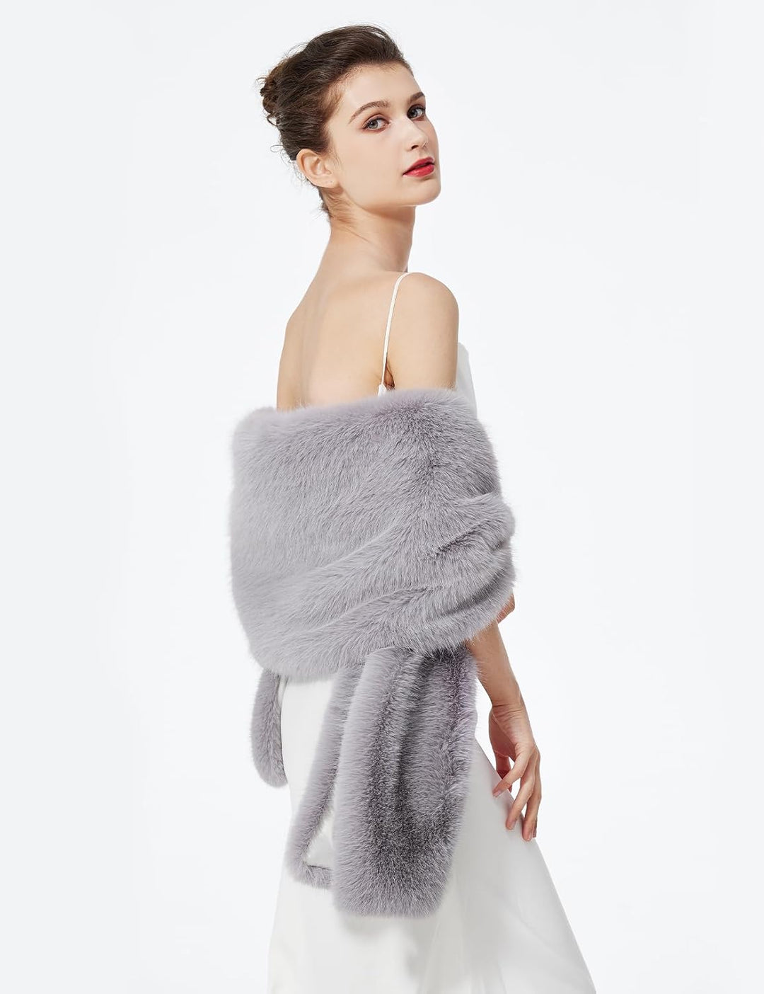 BEAUTELICATE Damen Kunstpelz Stola Schal Warp Brautjacke Kunstfell Brautschal Brautstola für Braut A