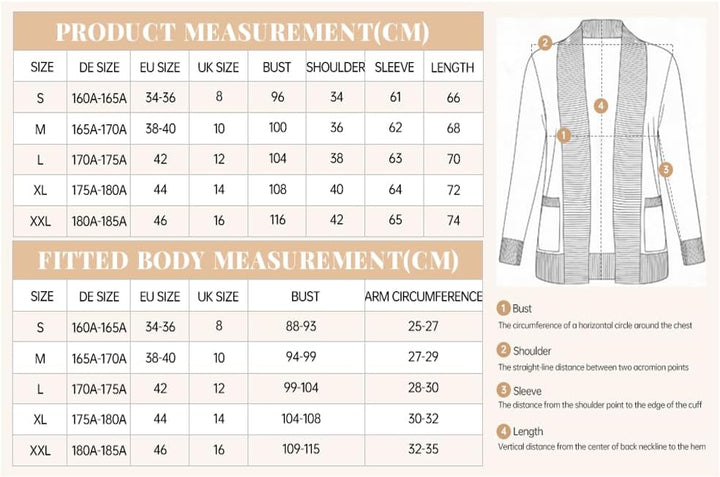 EXCHIC Damen Lange Ärmel Gestrickt Strickjacke Leicht Gemütlich Offene Vorderseite Lange Freizeitjac