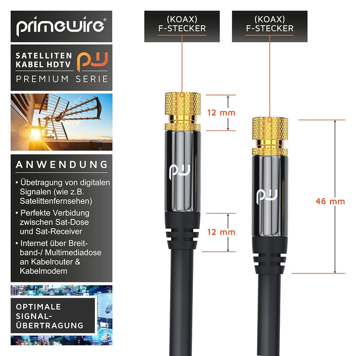 CSL - 20m SAT Kabel 8k 4k HDTV 135dB - Premium SAT Koaxialkabel Satellitenkabel F Stecker - TV HDTV