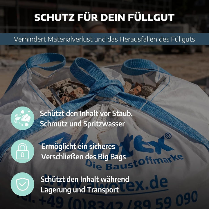 10 Stück Big Bag beschichtet in 90 x 90 x 110 cm I Säcke mit 4 Hebeschlaufen I mit 1000kg Traglast I
