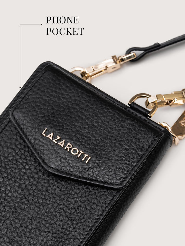 Lazarotti Bologna XL Leder Damen-Geldbörse & Handytasche (2-in-1) | 16 Kartenfächer | zum Umhängen m