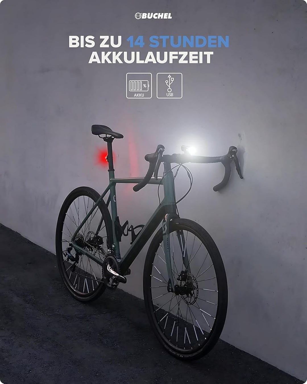 Büchel BLC 720 Fahrradlichter Set I 70/30/15 Lux I StVZO zugelassen mit bis zu 14h Akkulaufzeit I Au