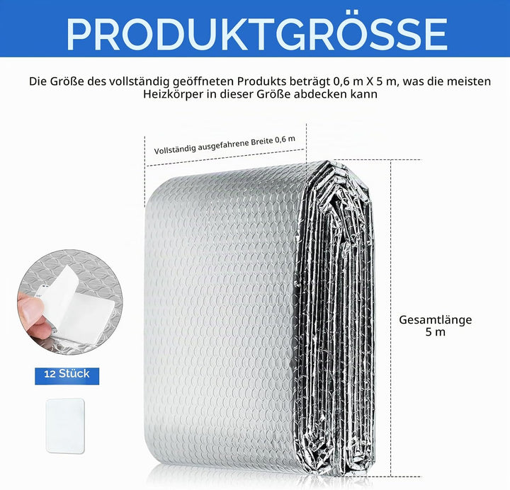 Heizkörper Reflexionsfolie Heizung,Isoliermatte Heizung 5m x 0.6m x 3mm,Doppelte Alu-Luftpolsterfoli