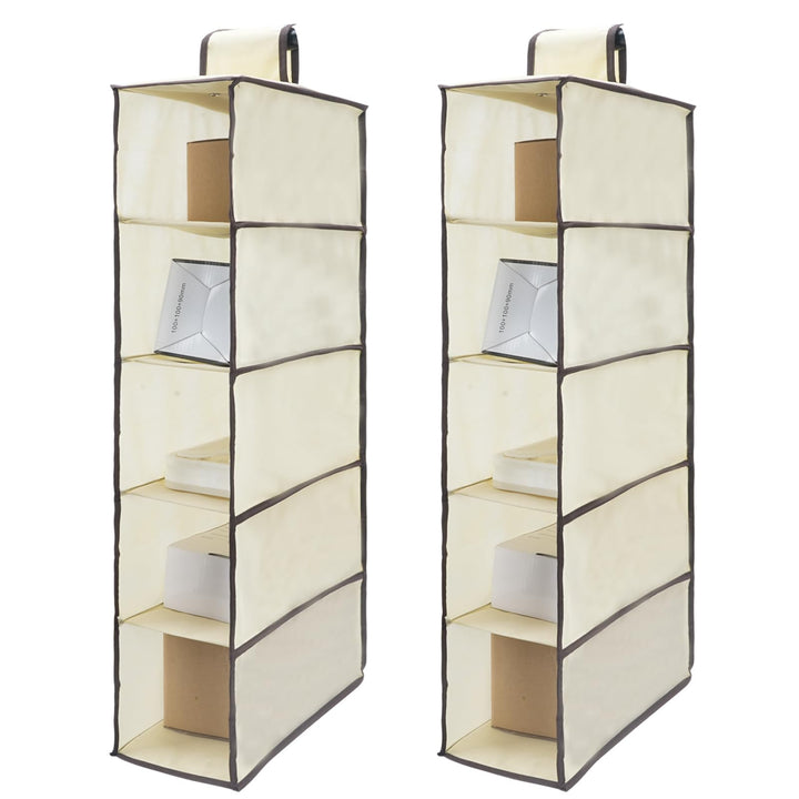 2 Stück Hängeregal Stoff mit 5 Fächer, Zusammenklappbar Hängeaufbewahrun, Kleiderschrank Organizer,