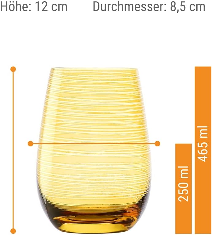 Stölzle Lausitz Gläser TWISTER 465 ml Bernstein I Trinkgläser 6er Set I Gläser-Set spülmaschinenfest