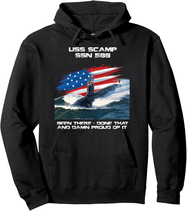 USS Scamp SSN-588 Amerikanische Flagge U-Boot Veteran Xmas Pullover Hoodie