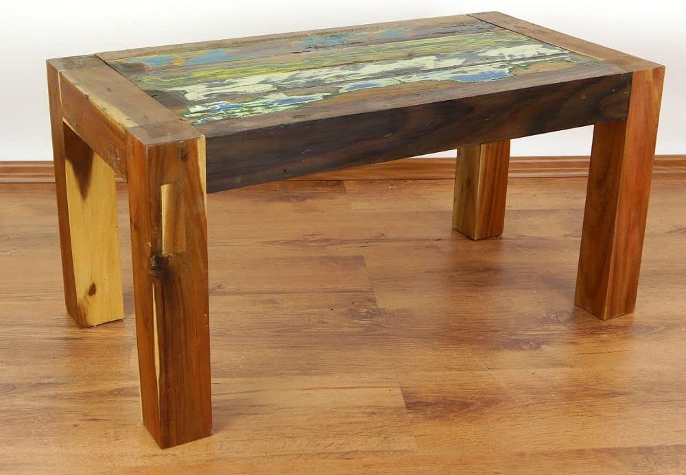 livasia Couchtisch | Recyceltes buntes Bootsholz | Wohnzimmertisch | Java Designer Möbel aus Bootsho