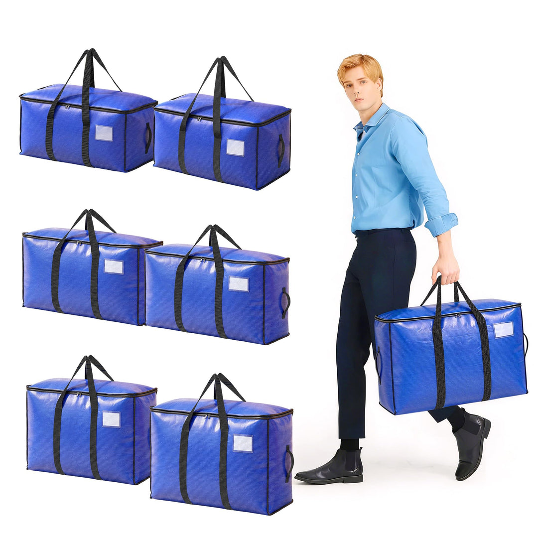 6pcs Grosse Aufbewahrungstasche 75L-95L Heavy-Duty Umzugstaschen mit 12 Kärtchen,Faltbare Umzugskart