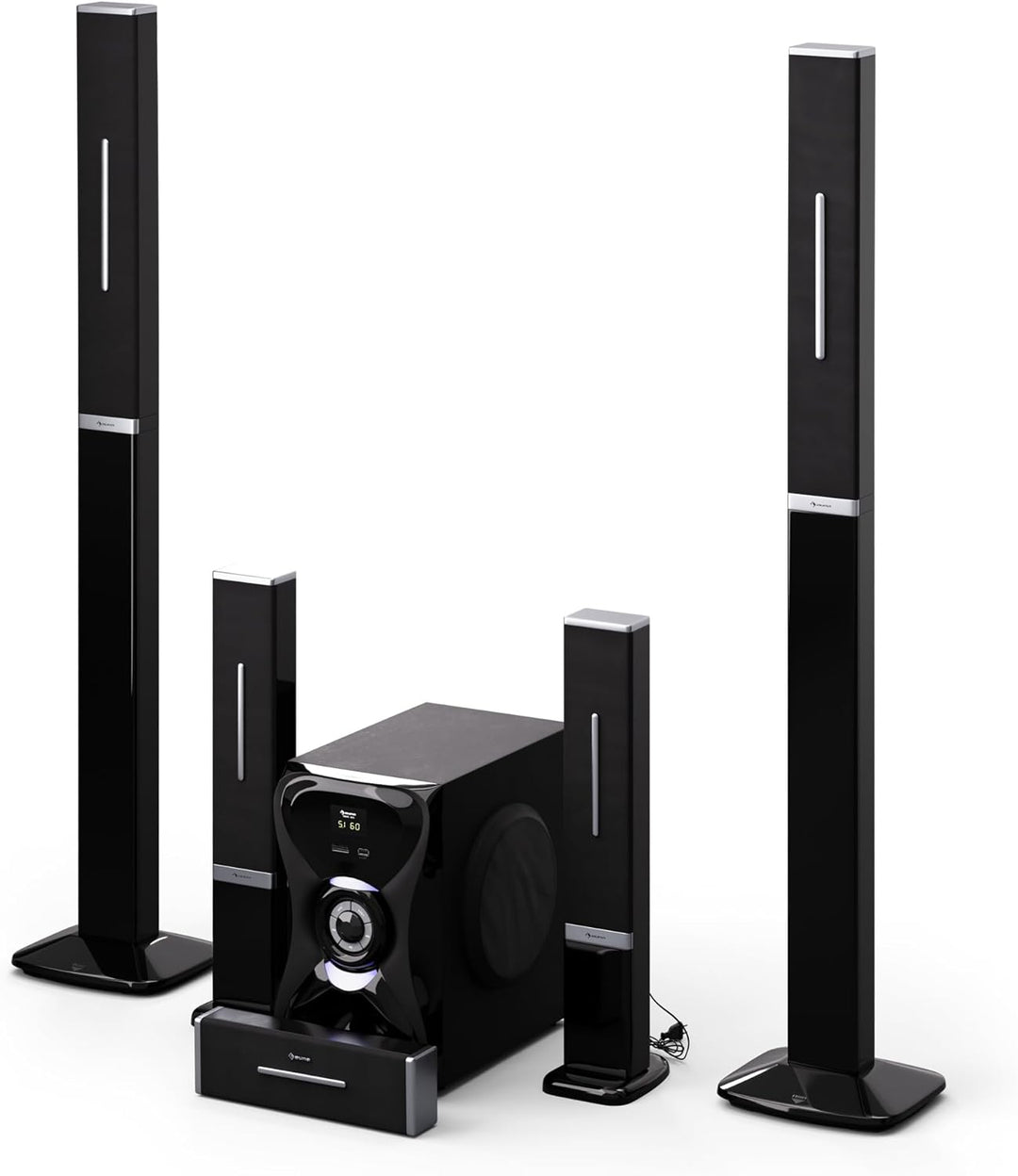 auna 5.1 Sound System - kabellose Lautsprecher-Soundbar, RGB Farbe, 120 W Leistung für TV & PC, mit