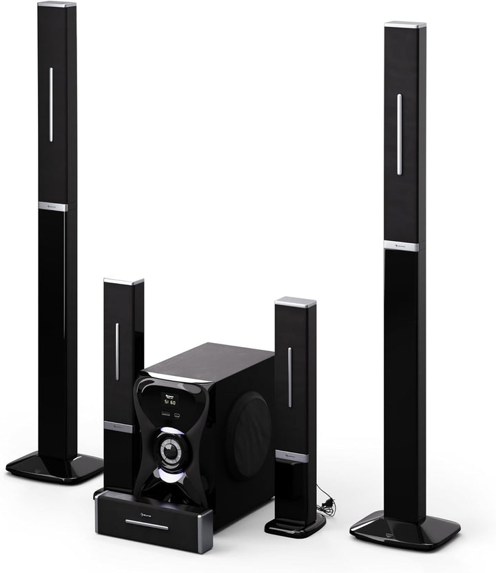 auna 5.1 Sound System - kabellose Lautsprecher-Soundbar, RGB Farbe, 120 W Leistung für TV & PC, mit